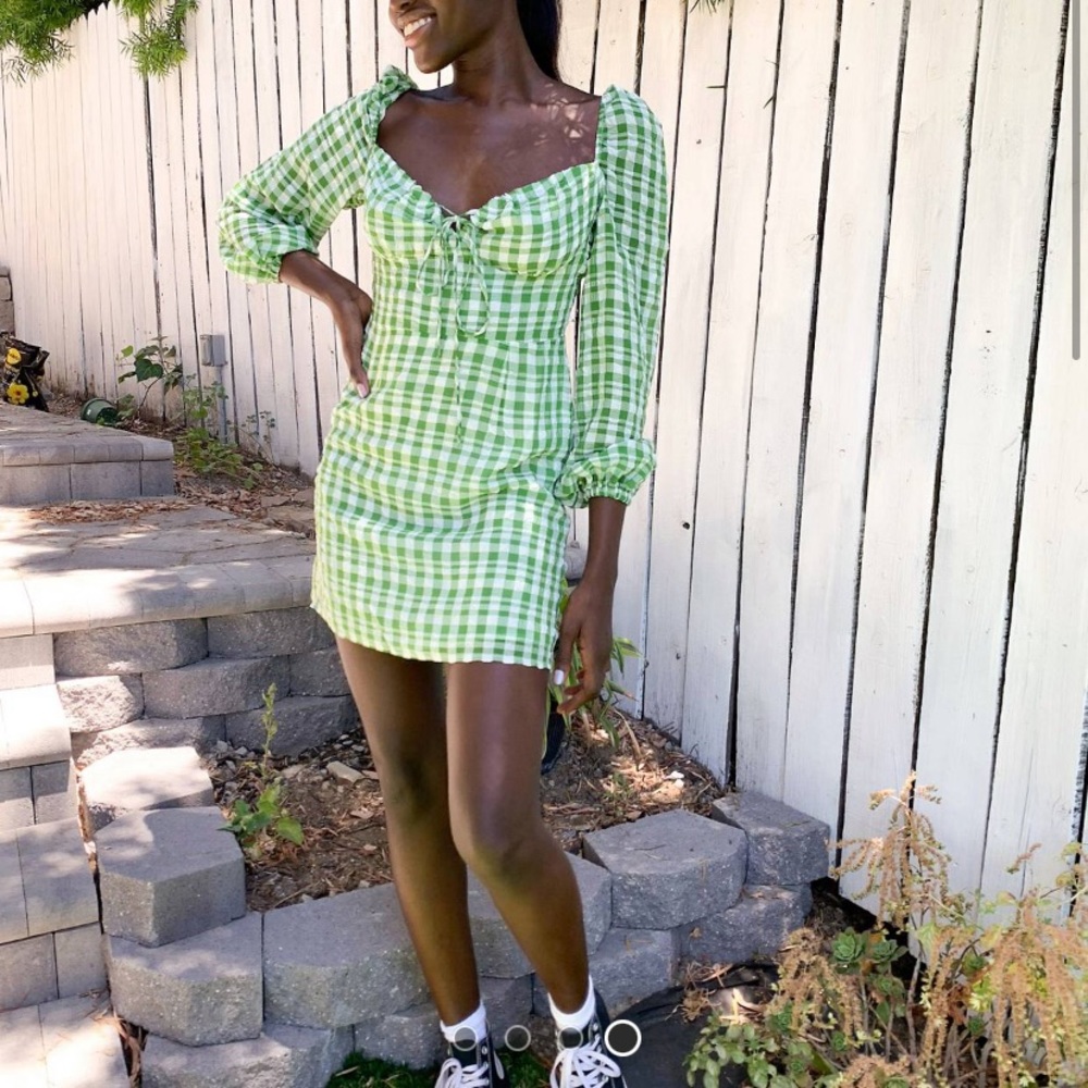 Green Plaid Mini Dress